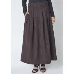 DAMES Co'Couture Pinstripe Plooirok in Donker