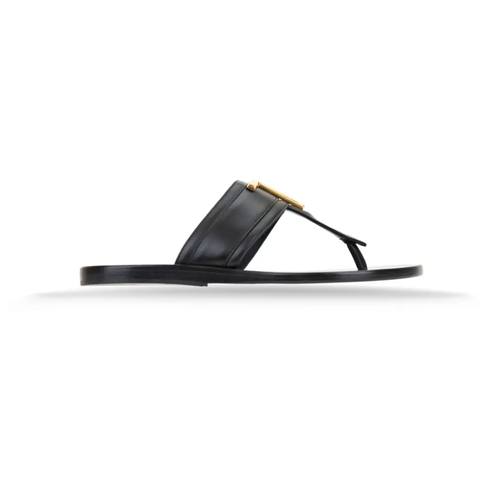 DAMES Tom Ford Slippers^Platte leren sandalen met gouden details
