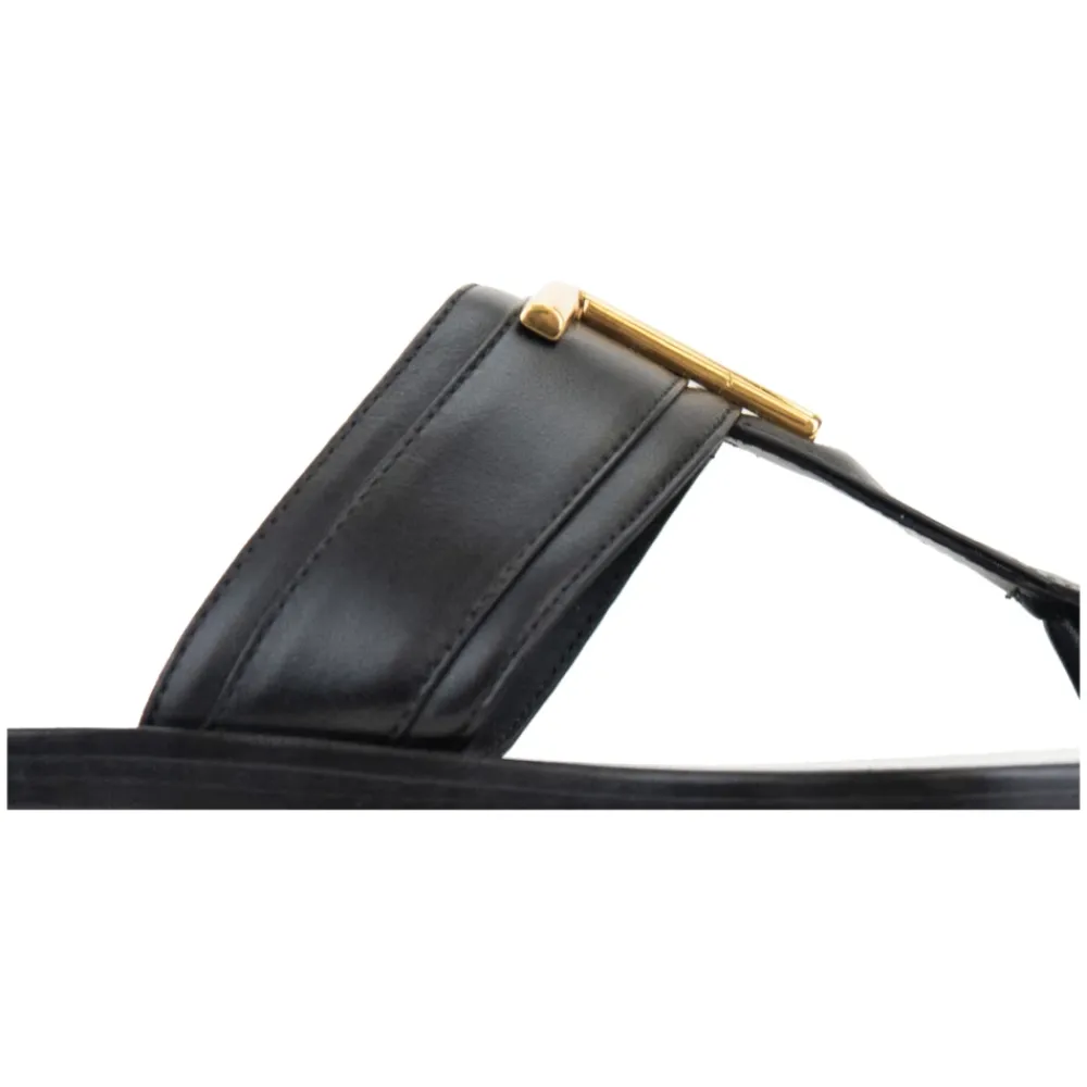 DAMES Tom Ford Slippers^Platte leren sandalen met gouden details