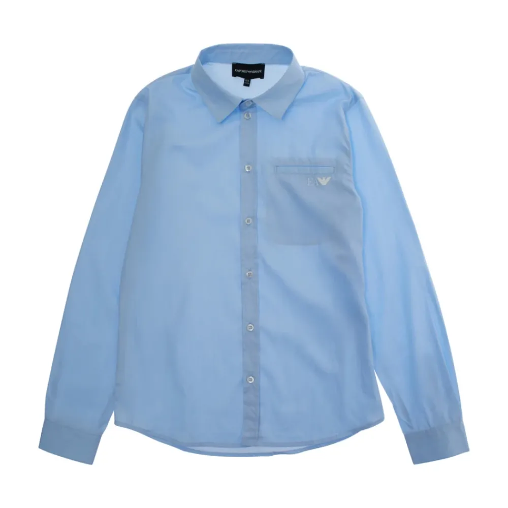 Emporio Armani Bovenkleding^Poplin Overhemd met Logo Borduursel