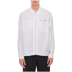 Heren Marni Jassen^Poplin Zip Shirt met Verborgen Logo