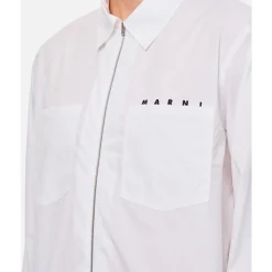 Heren Marni Jassen^Poplin Zip Shirt met Verborgen Logo