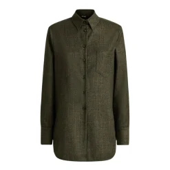 DAMES Kiton Blouses^Prince of Wales Blouse van wolblend