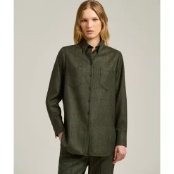 DAMES Kiton Blouses^Prince of Wales Blouse van wolblend