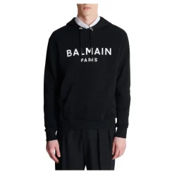 Heren Balmain Printed Cotton Hoodie