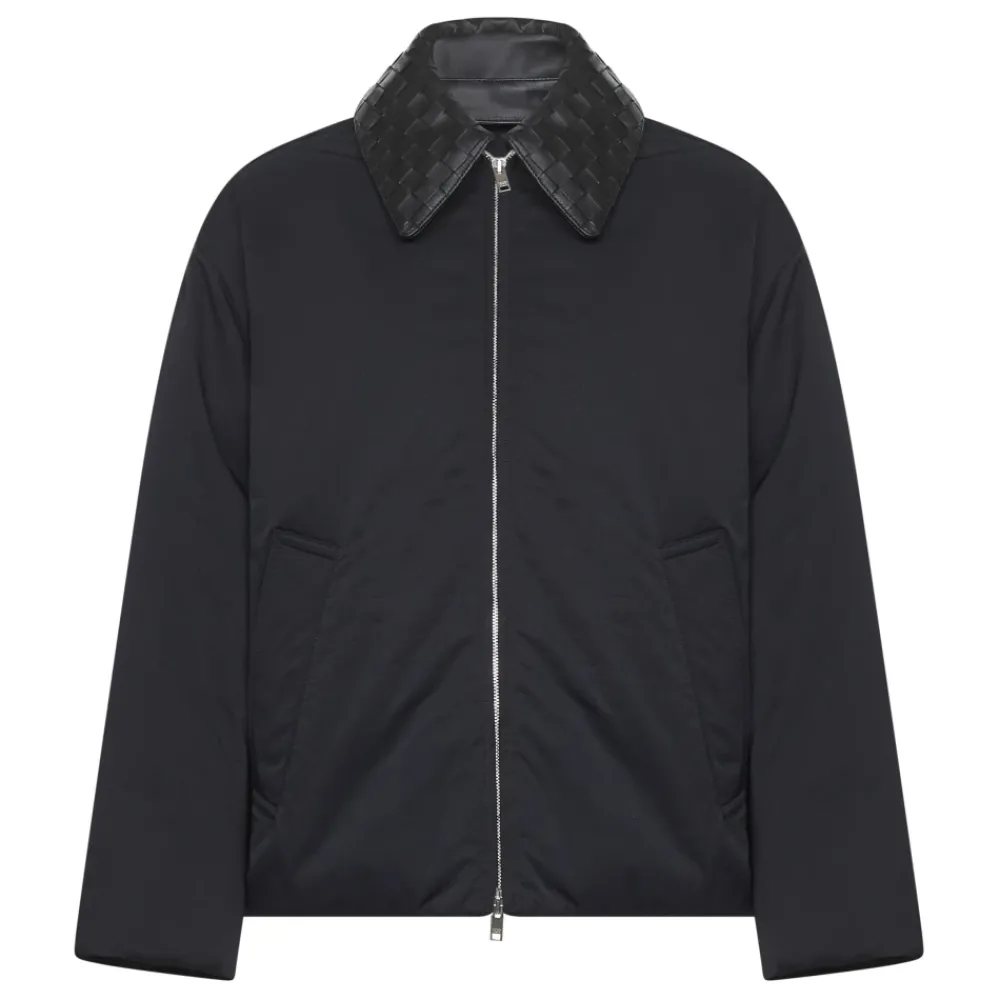 Heren Bottega Veneta Puffer Jas met Geweven Kraag