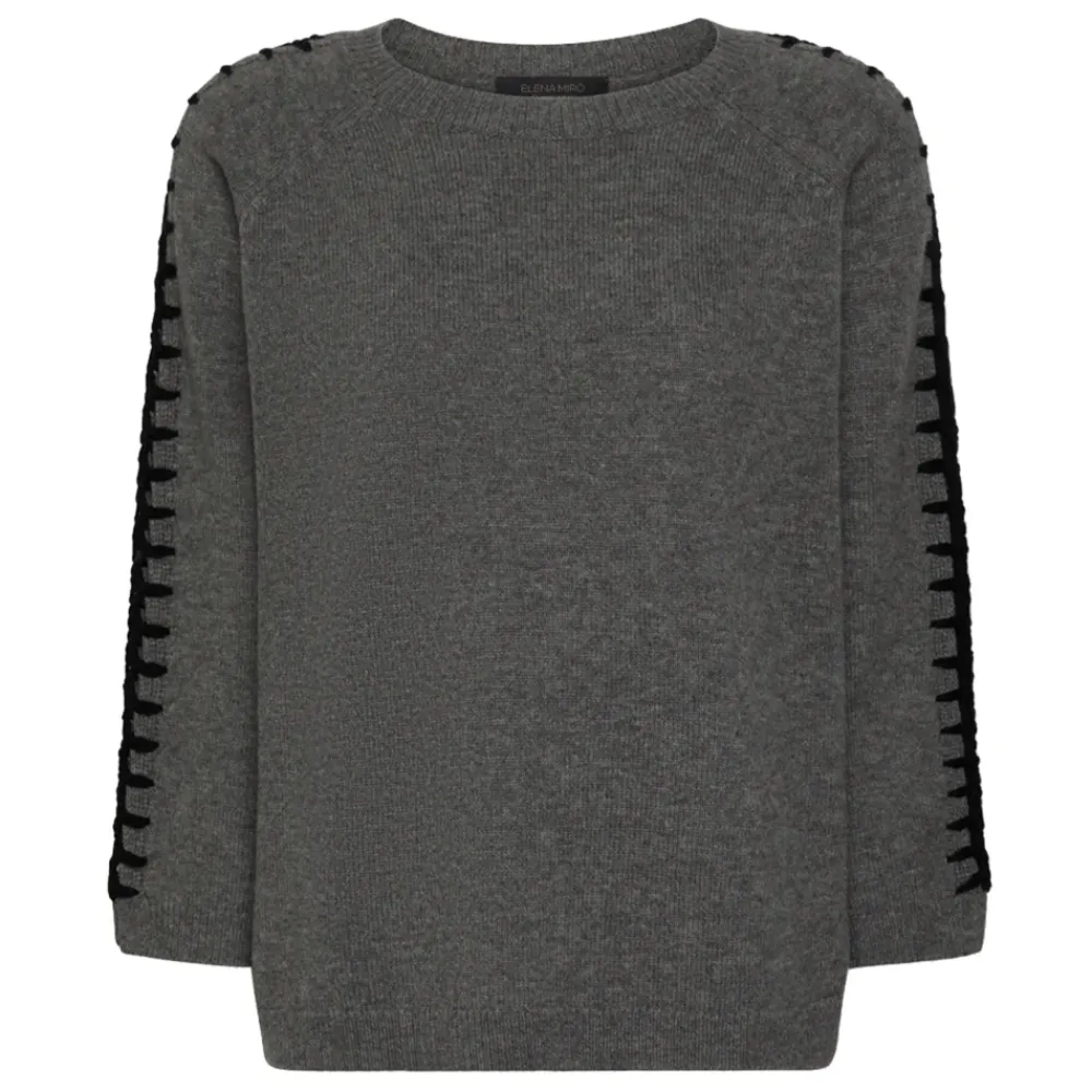 DAMES Elena Mirò Truien & Vesten^Pure wollen trui met borduursel