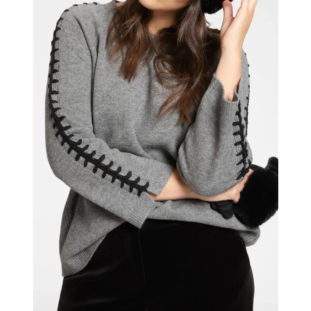 DAMES Elena Mirò Truien & Vesten^Pure wollen trui met borduursel