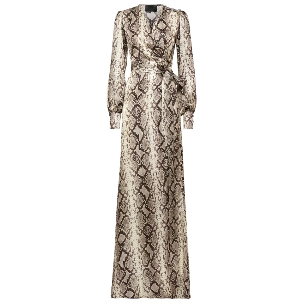 DAMES Philipp Plein Python Silk Print Lange Jurk