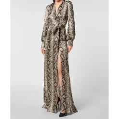 DAMES Philipp Plein Python Silk Print Lange Jurk