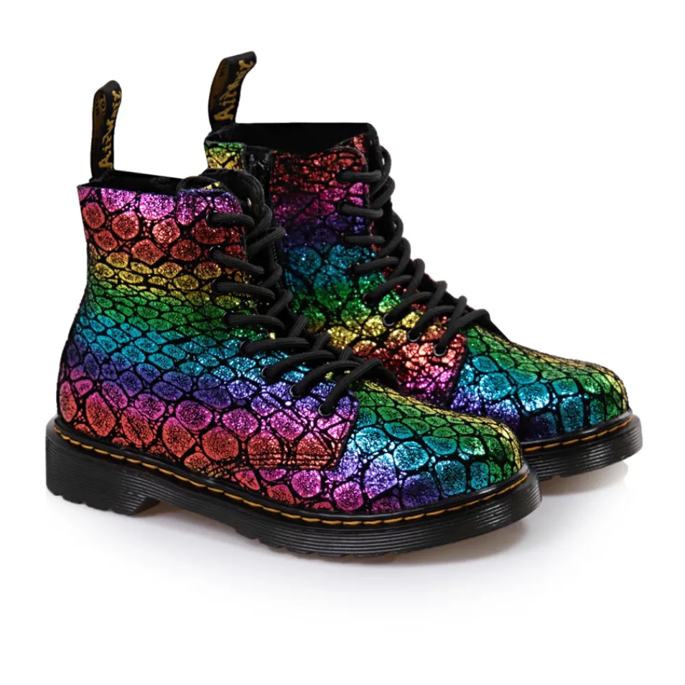 Dr. Martens Rainbow Croc Metallic Suede Boots
