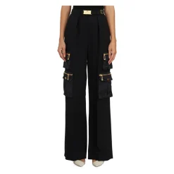 DAMES Elisabetta Franchi Rechte broek van crêpe met zakken en riem