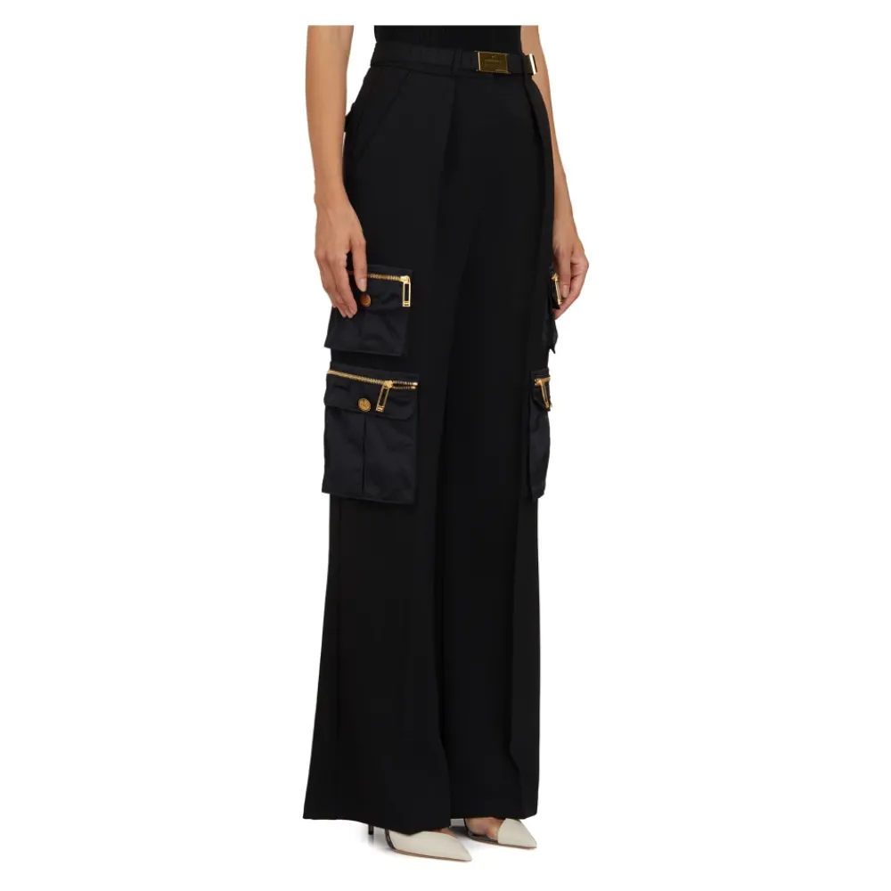 DAMES Elisabetta Franchi Rechte broek van crêpe met zakken en riem