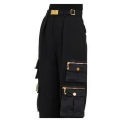 DAMES Elisabetta Franchi Rechte broek van crêpe met zakken en riem