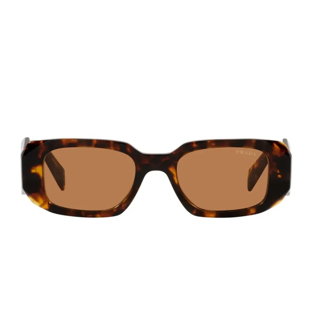 Heren Prada Zonnebrillen^Rechthoekige zonnebril in honing schildpad