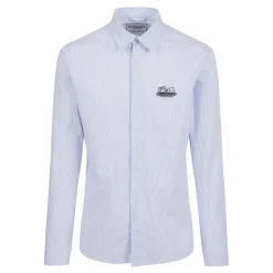 Heren Iceberg Regular fit witte en e gestreepte popeline overhemd met Snoopy borduursel en metallic detail