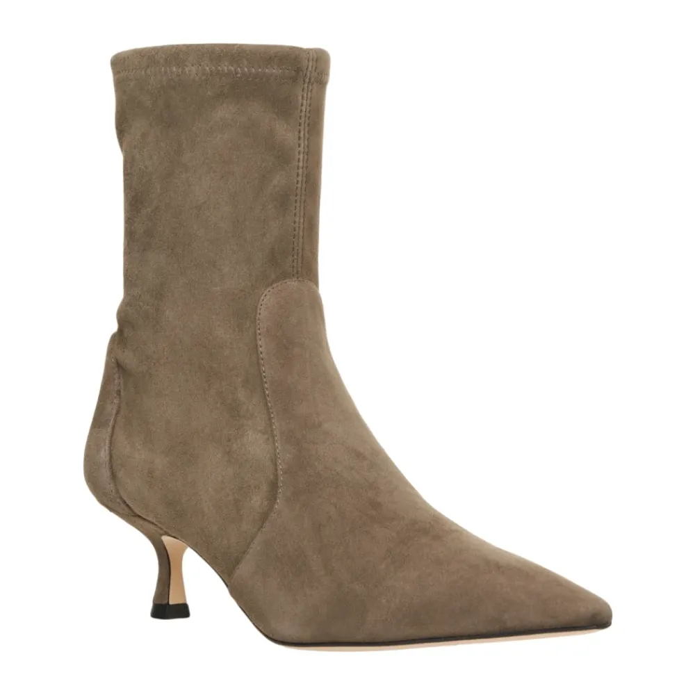 DAMES Stuart Weitzman Enkellaarsjes^Rekbare Suède Enkellaarzen Grigio