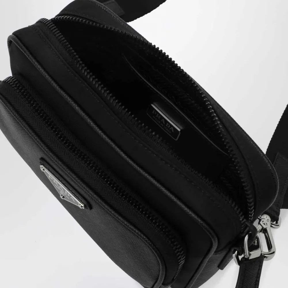 Heren Prada Tassen^Re-Nylon en Saffiano Leren Schoudertas