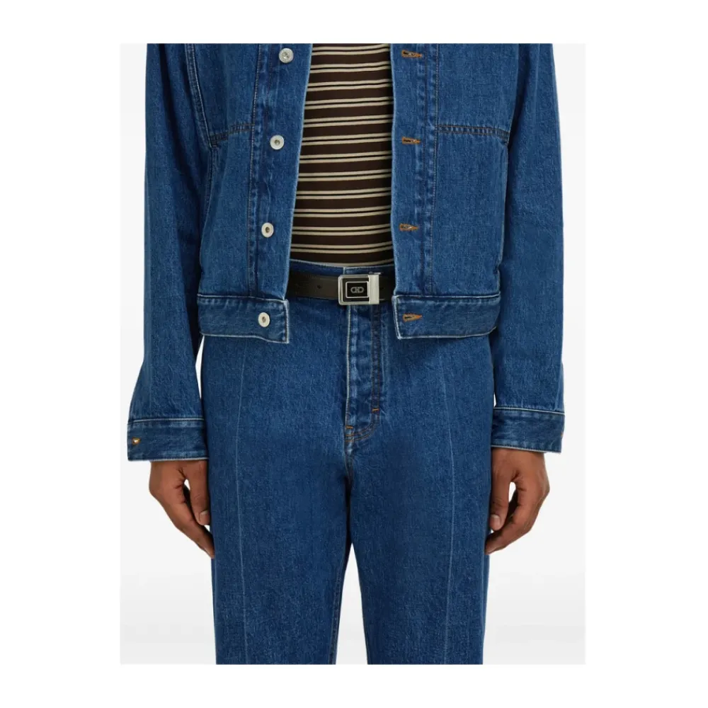 Heren Ferragamo Riemen^Reversible Geometric Buckle Belt