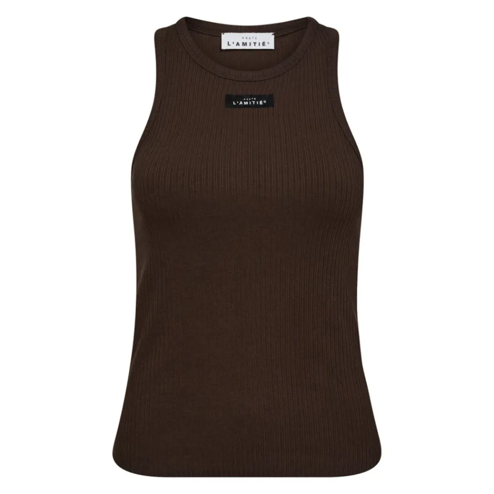DAMES Haute L'Amitié Rib Badge Tank Top & T-Shirt in Mocca