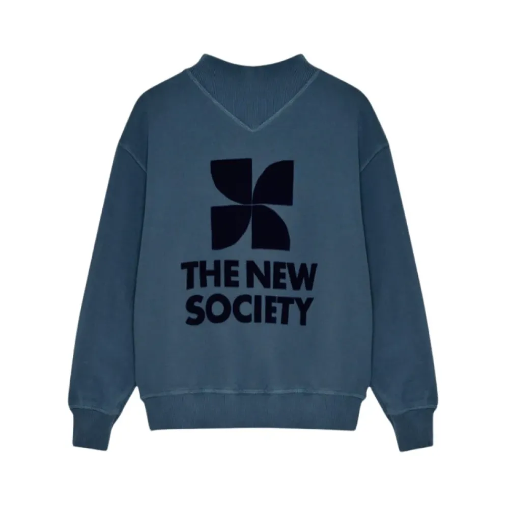 The New Society Rib Kraag Sweatshirt Void Blue