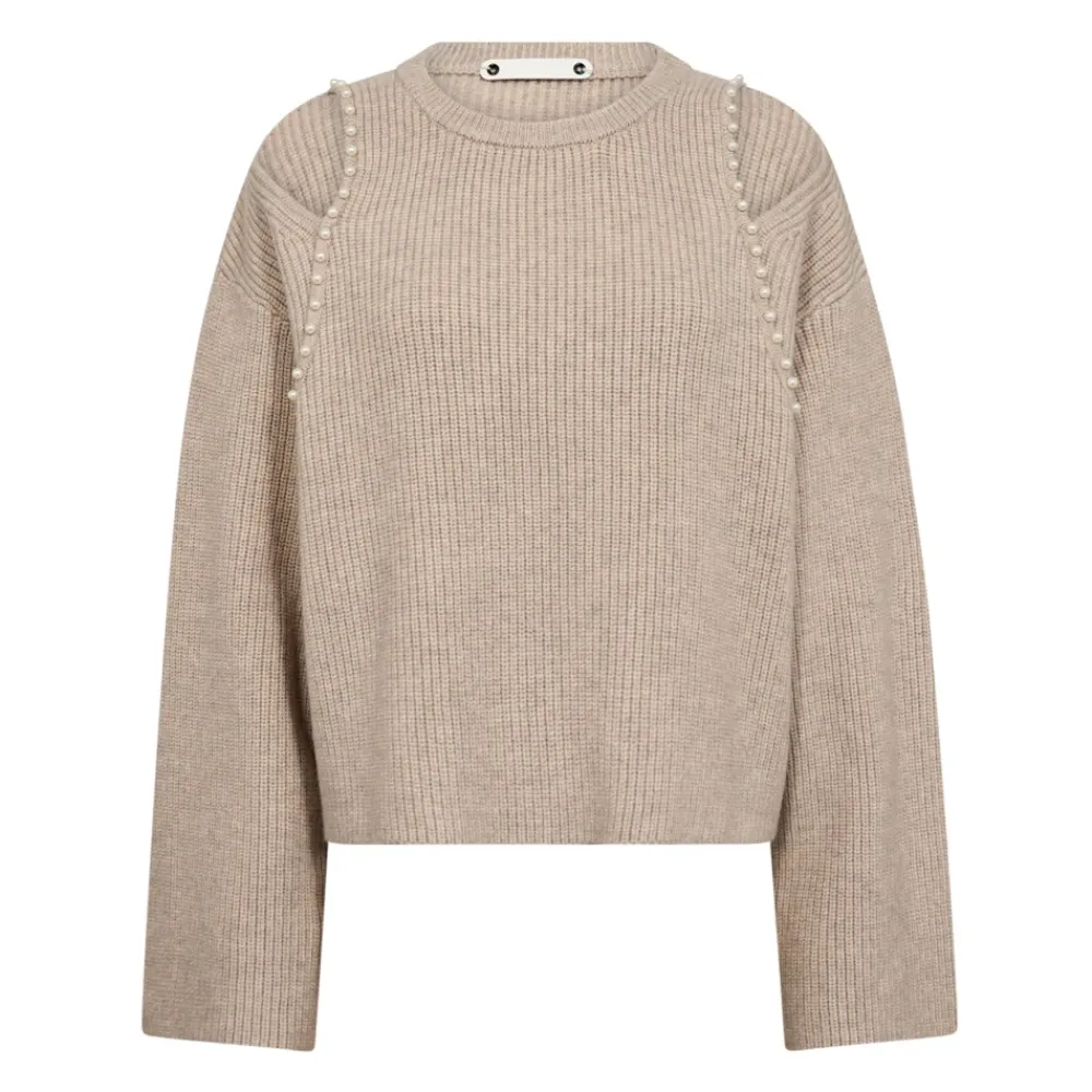 DAMES Co'Couture Rib Pearl Knit Sweater Bone