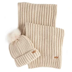 Barbour Bodysuits & Sets^Rib-gebreide muts en sjaal set