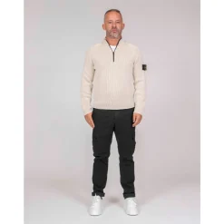 Heren Stone Island Truien & Vesten^Ribgebreide Sweater met Halve Rits