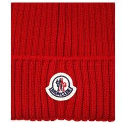 Moncler Rode Geribbelde Beanie Muts