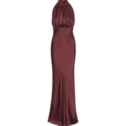 DAMES ROTATE Birger Christensen Rode Halternek Maxi Jurk