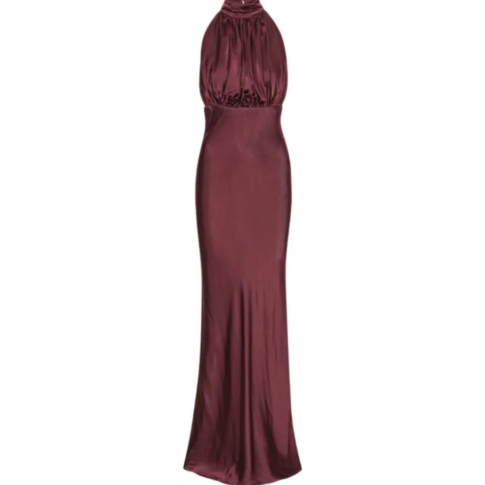 DAMES ROTATE Birger Christensen Rode Halternek Maxi Jurk