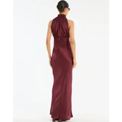 DAMES ROTATE Birger Christensen Rode Halternek Maxi Jurk