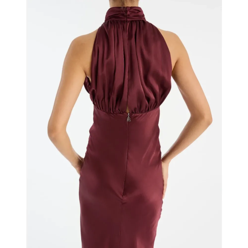 DAMES ROTATE Birger Christensen Rode Halternek Maxi Jurk