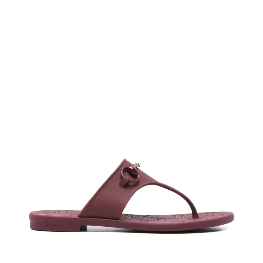 DAMES Gucci Rode Horsebit T-Bar Sandalen GG Patroon