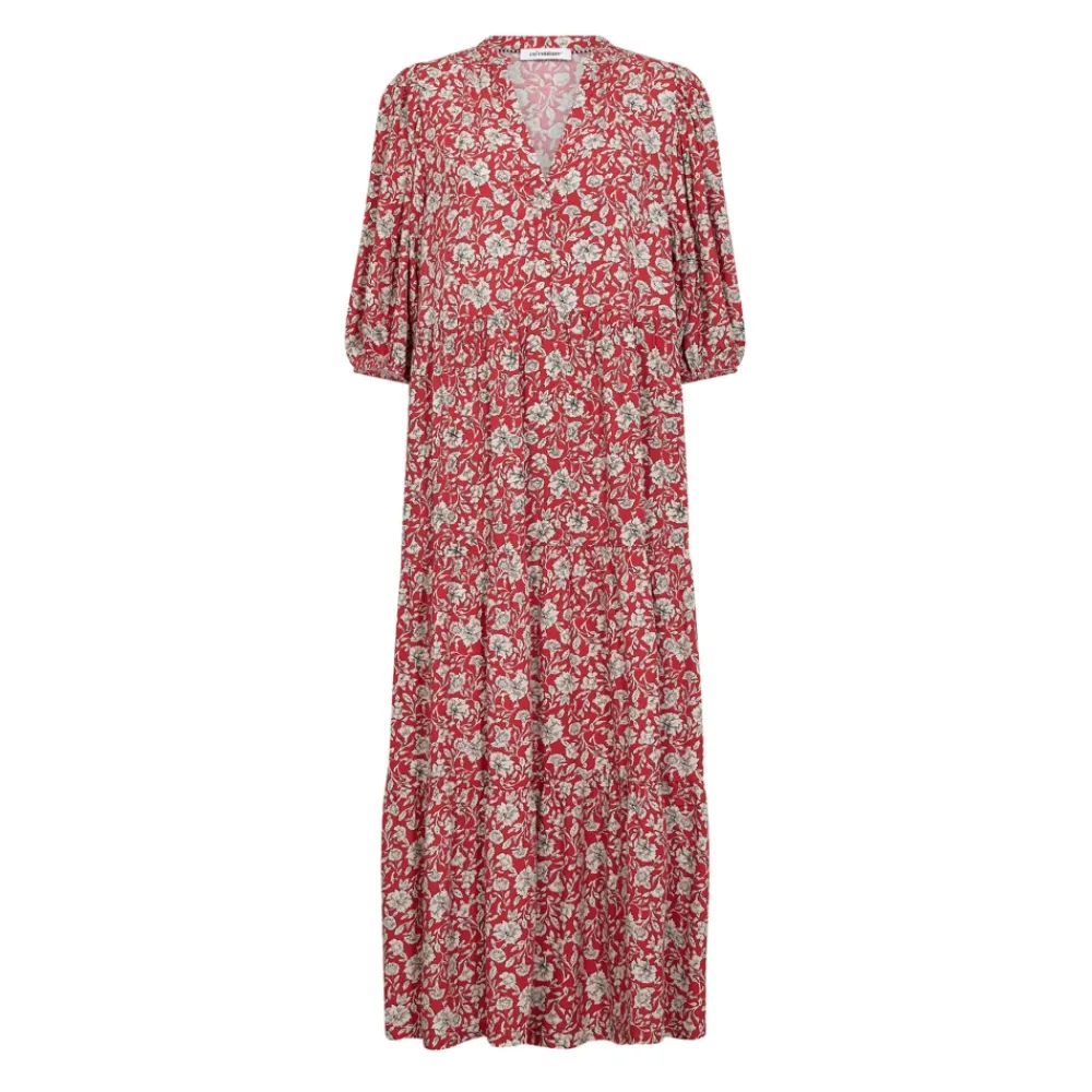 DAMES Co'Couture Rode Jurk met Pofmouwen