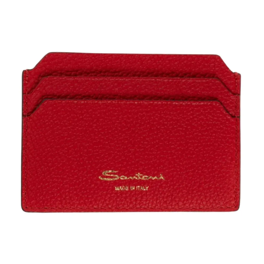 Heren Santoni Portefeuilles^Rode Leren Kaarthouder met Meerdere Sleuven