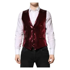 Heren Dolce & Gabbana Kostuums^Rode Pailletten Formele Vest