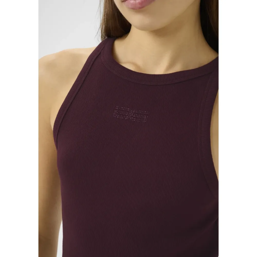 DAMES Gestuz Shirts^Rode Rhinestone Logo Tank Top