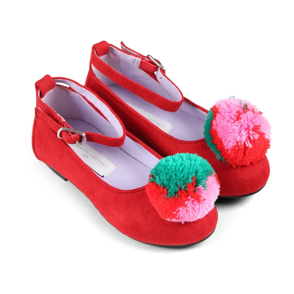 Stella McCartney Rode Suède Balletflats met Pompom