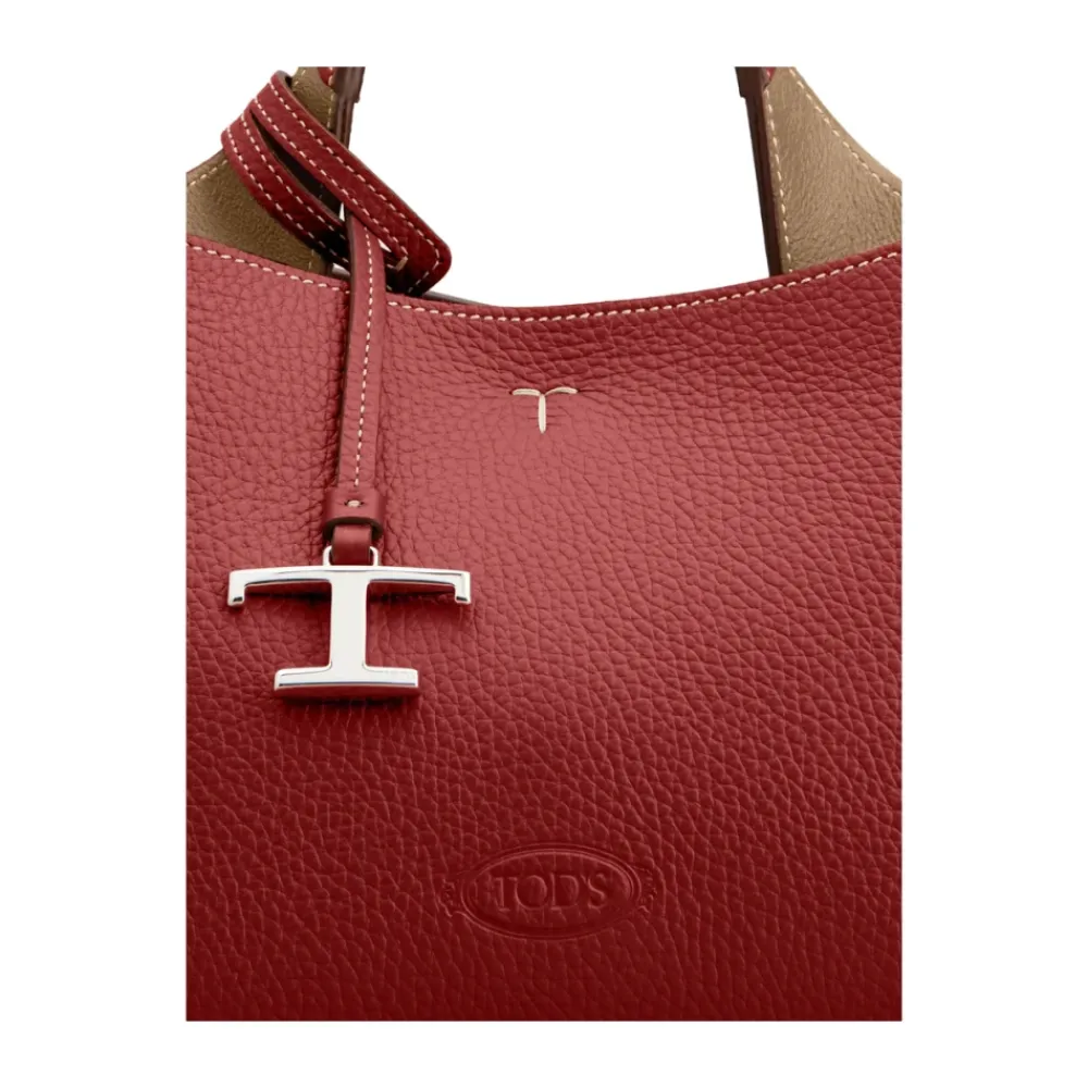 DAMES Tod's Rode Top Handvat T-Plaque Tas