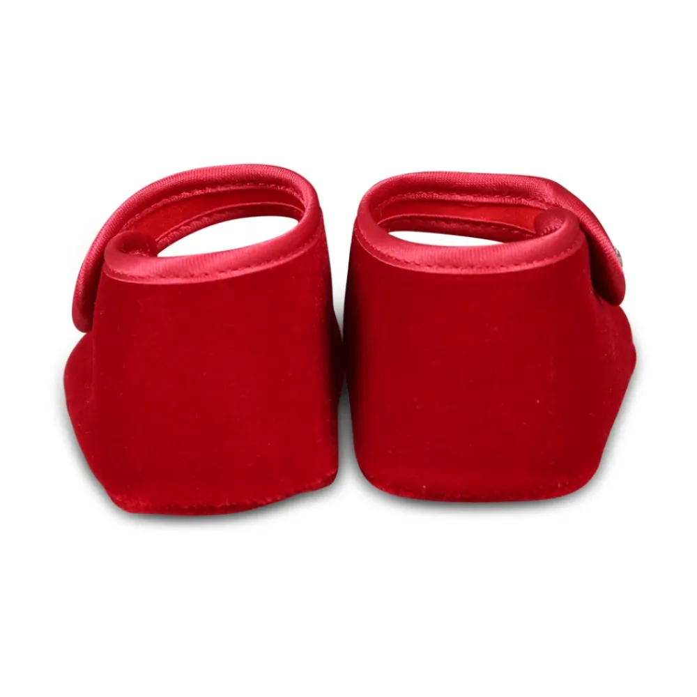 Monnalisa Ballerina'S^Rode Velvet Balletflats met Kristalband