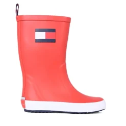 Tommy Hilfiger Rode Waterdichte Regenlaarzen met Iconische Vlag