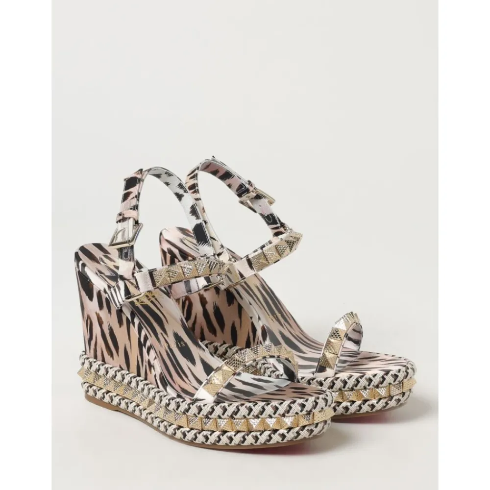 DAMES Christian Louboutin Roze Luipaardprint Sleehak Sandalen