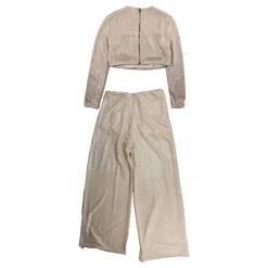 Elisabetta Franchi Pailletten Cropped Shirt en Palazzo Broek