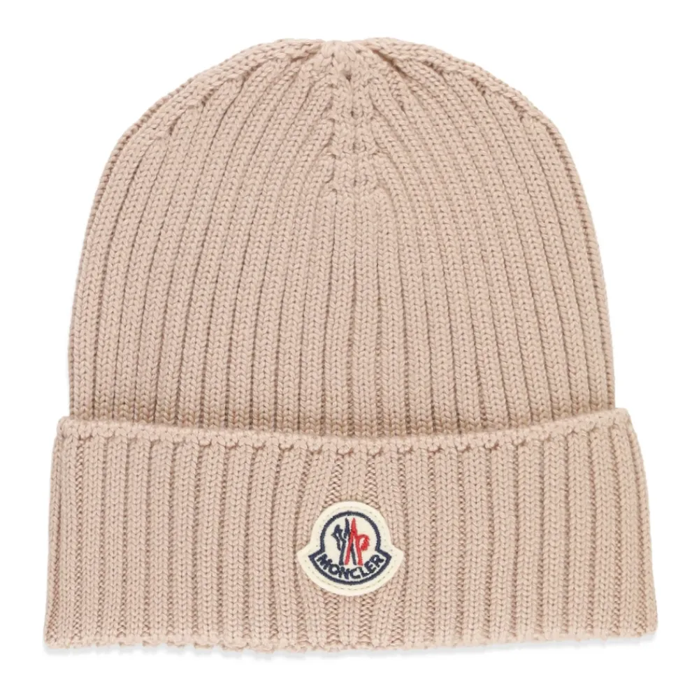 Moncler Wollen Muts Meisje Logo Patch