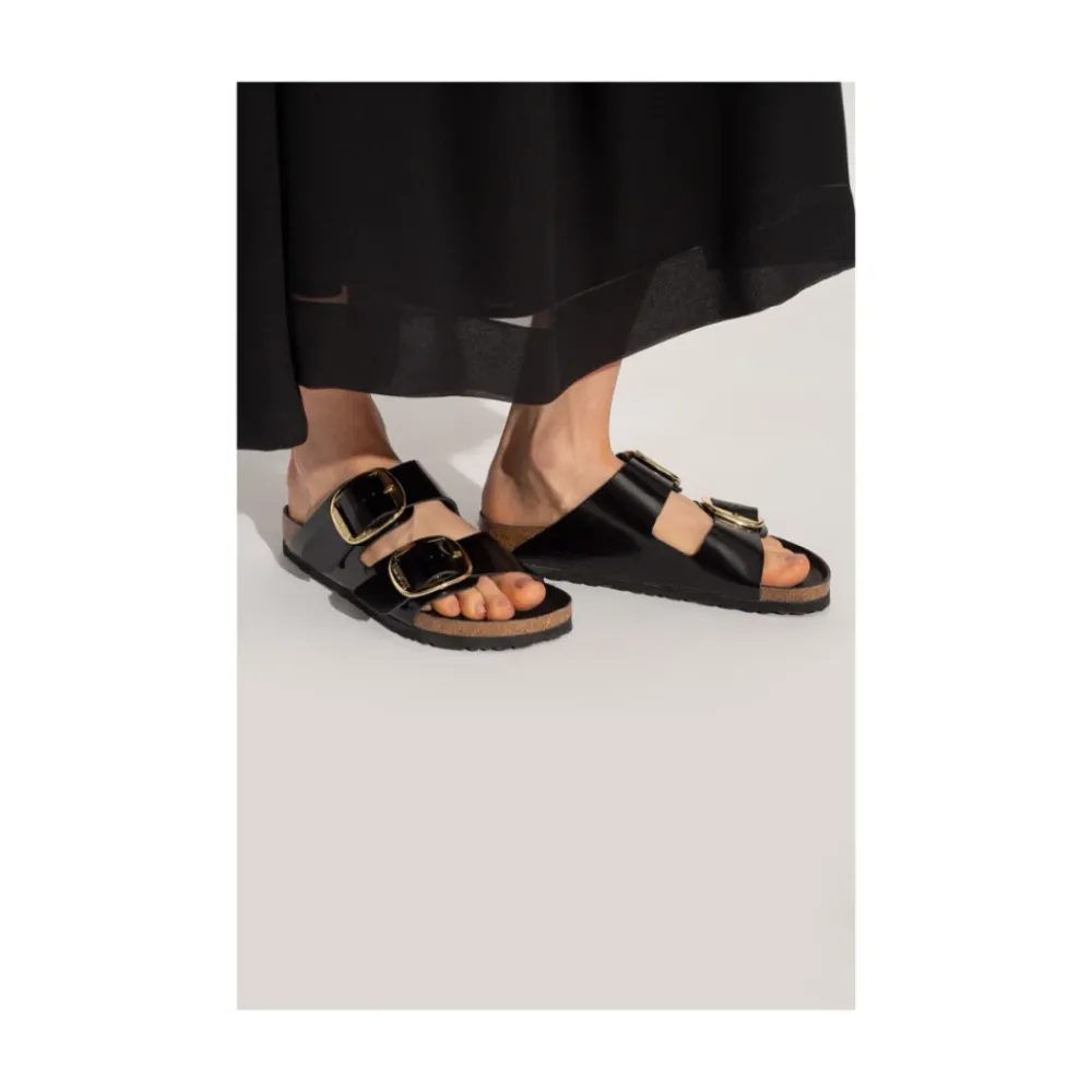 DAMES Birkenstock Sandal Arizona Big Buckle Natural Leather Patent Narrow