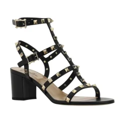 DAMES Valentino Garavani Sandalen met Noppen en Blokhak van Leer