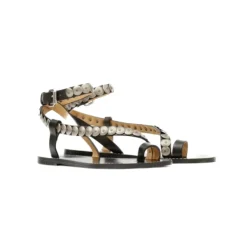 DAMES Isabel Marant Sandalen met platte zool en studs van leer