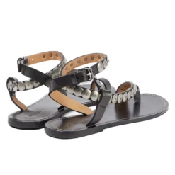 DAMES Isabel Marant Sandalen met platte zool en studs van leer