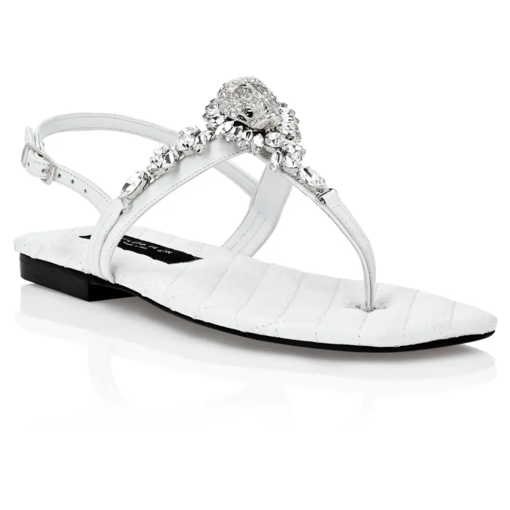 DAMES Philipp Plein Sandalen^Sandals Flat Crystal Skull h Crystals